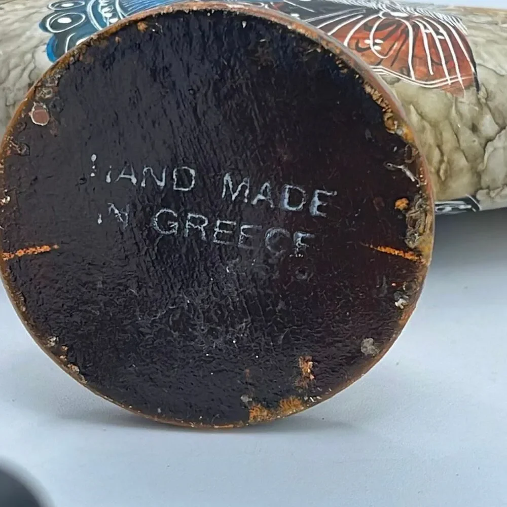 Vintage Handmade Greek ceramic napkin holder.